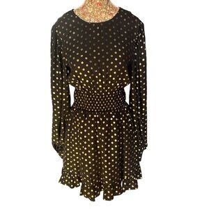 Endless Rose Black and Gold Polka Dot Dress